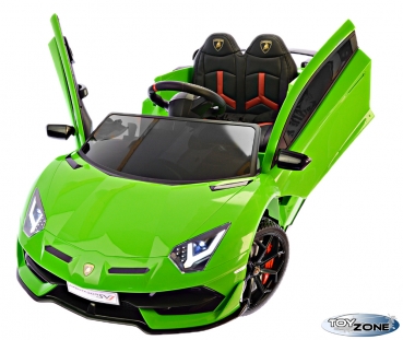 Kinderfahrzeug Kinderauto 12V Kinder Elektro Auto Lamborghini Aventador SVJ MP3 USB Ledersitz EVA Gummiräder 2,4 GHZ