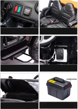Kinderfahrzeug Geländeauto Hercules 100Kg Tragkraft Kind & Erwachsenen 12V 10 Ah Kinder elektro Auto Kinderauto 4WD Allrad USB EVA Gummiräder Ledersitz SW