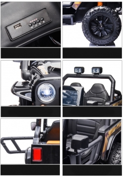 Kinderfahrzeug Geländeauto Hercules 100Kg Tragkraft Kind & Erwachsenen 12V 10 Ah Kinder elektro Auto Kinderauto 4WD Allrad USB EVA Gummiräder Ledersitz SW