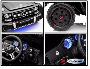 Kinderfahrzeug 12V Kinder Elektro Auto Mercedes  G63 6 x 6 Allrad Antrieb Crawler USB Ledersitz EVA Gummiräder 2,4 GHZ rot