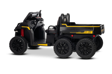 Kinderfahrzeug Kinderauto 24V Lithium-Batterie 4 x 200Watt Gesamt 800Watt Kinder Elektro Auto BIG LOADER der 6 x 6 Crawler XXL 1,5 Meter Bluetooth USB Ledersitz EVA Gummiräder 2,4 GHZ schwarz