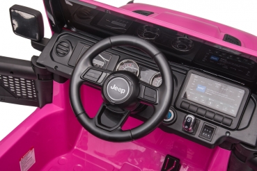 Kinderfahrzeug 12V Kinderelektro Auto Kinderauto Jeep Wrangler Rubicon Limited Edition pink Geländeauto USB EVA Gummiräder Ledersitz