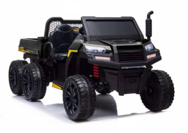 Kinderfahrzeug Kinderauto 24V Lithium-Batterie 4 x 200Watt Gesamt 800Watt Kinder Elektro Auto BIG LOADER der 6 x 6 Crawler XXL 1,5 Meter Bluetooth USB Ledersitz EVA Gummiräder 2,4 GHZ schwarz