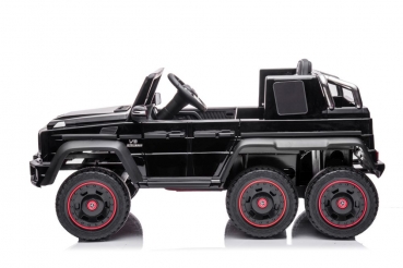 Kinderfahrzeug 12V Kinder Elektro Auto Mercedes  G63 6x45Watt  Allrad Antrieb Crawler USB Ledersitz EVA Gummiräder 2,4 GHZ schwarz