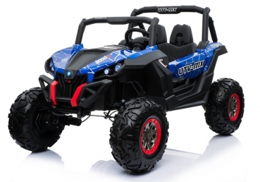 Kinderfahrzeug 12V Kinder Elektro Auto Kinderquad Spyder Echtlackierung Elektro Quad Elektromotorrad UTV MX 4 WD Allrad Ledersitz EVA Gummiräder blau