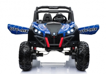 Kinderfahrzeug 12V Kinder Elektro Auto Kinderquad Spyder Echtlackierung Elektro Quad Elektromotorrad UTV MX 4 WD Allrad Ledersitz EVA Gummiräder blau