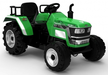 Kinderfahrzeug Traktor Mahindra mit Anhänger Elektrotraktor Kinderauto Kindertraktor grün