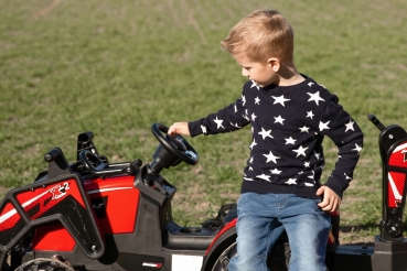 Kinderfahrzeug Traktor Ultimate X2 24V mit Front/Hecklader und Anhänger 2m länge Elektrotraktor Kinderauto Kindertraktor rot