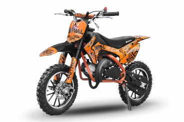 Kinder Motocross Crossbike NITRO MOTORS 49cc mini Kinder Dirtbike Serval PRM 10" Scheibenbremsen Sportluftfilter Sportauspuff Luftbereifung Pocket Bike