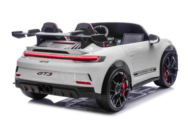 Kinderfahrzeug Kinderauto Porsche 911 GT3 24V 4x4 zwei Sitzer 800W Lithium-Batterie LED ORIGINALE Lizenz weiß