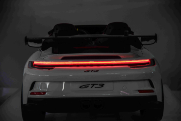 Kinderfahrzeug Kinderauto Porsche 911 GT3 24V 4x4 zwei Sitzer 800W Lithium-Batterie LED ORIGINALE Lizenz weiß