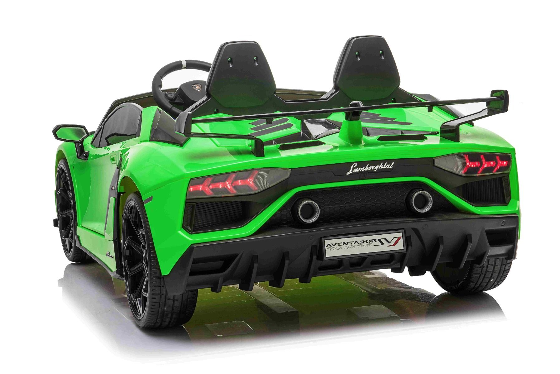Elektrofahrzeug Lamborghini Aventador SVJ Grün Ledersitz Kinderfahrzeug MP3 EVA 