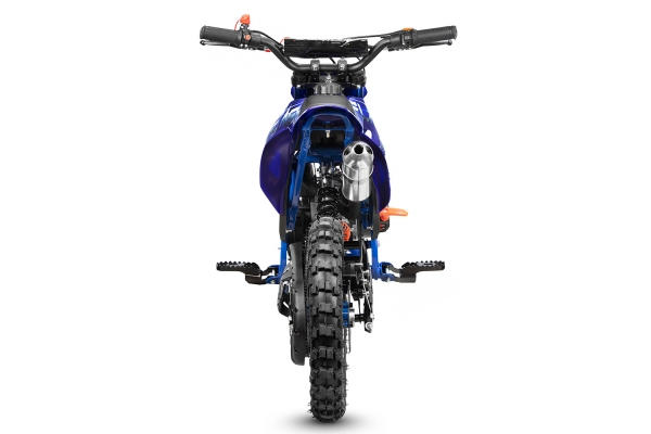 Kinder Motocross Crossbike Nitro Motors Flash Fun 49 cc Tuning Kupplung Easy Pull Start Dirt Bike Scheibenbremsen Sportluftfilter Sportauspuff Luftbereifung Pocket Bike blau