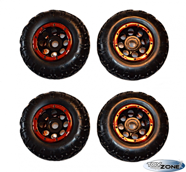 4 Stück Reifen Komlettset mit Felgen 1:8 für RC Auto Crawler