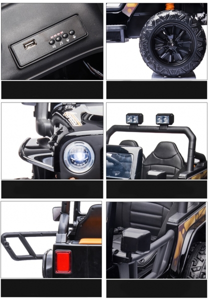 Kinderfahrzeug Geländeauto Hercules 100Kg Tragkraft Kind & Erwachsenen 12V 10 Ah Kinder elektro Auto Kinderauto 4WD Allrad USB EVA Gummiräder Ledersitz SW