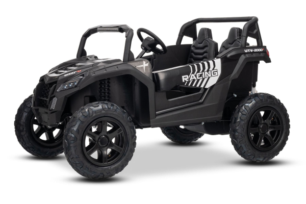 Kinderauto 24V Lithium Batterie Strong Kinder Elektro Auto 15km/h Kinderfahrzeug Elektro UTV2000 Strong Brushless Motor Metallgetriebe Luftreifen Scheibenbremsen Zweisitzer Ledersitz schwarz