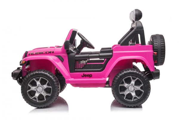Kinderfahrzeug 12V 4WD Kinderelektro Auto Kinderauto Jeep Wrangler Rubicon Limited Edition pink Geländeauto USB EVA Gummiräder Ledersitz