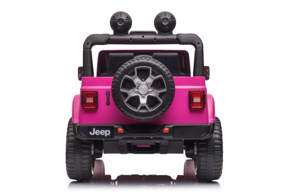 Kinderfahrzeug 12V 4WD Kinderelektro Auto Kinderauto Jeep Wrangler Rubicon Limited Edition pink Geländeauto USB EVA Gummiräder Ledersitz