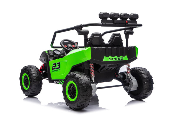 Kinderfahrzeug 24V 800 Watt Kinder Elektro Auto Kinderquad Elektro Buggy Turbo Zweisitzer Ledersitz EVA Gummiräder