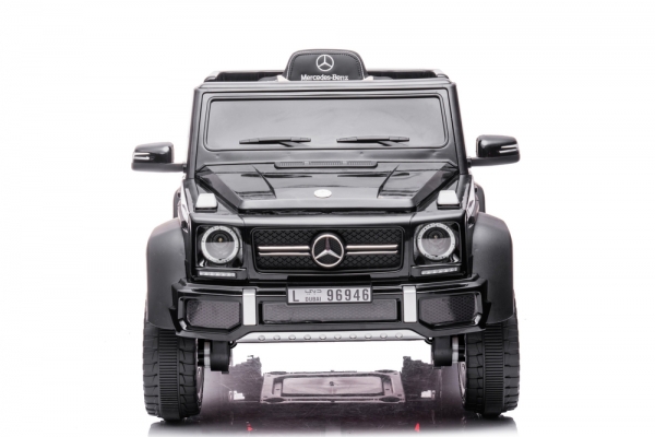 Kinderfahrzeug 12V Kinder Elektro Auto Mercedes  G63 6x45Watt  Allrad Antrieb Crawler USB Ledersitz EVA Gummiräder 2,4 GHZ schwarz