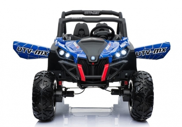 Kinderfahrzeug 12V Kinder Elektro Auto Kinderquad Spyder Echtlackierung Elektro Quad Elektromotorrad UTV MX 4 WD Allrad Ledersitz EVA Gummiräder blau