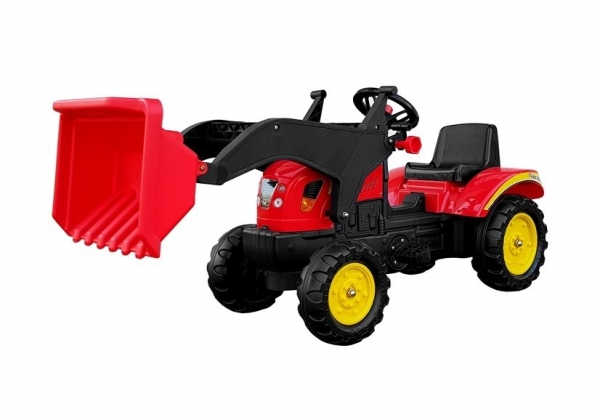 Kinderfahrzeug Tretfahrzeug Traktor Tretauto Frontlader mit Anhänger und Werkzeug rot