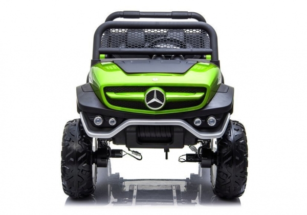 Kinderauto 12V Kinder Elektro Auto Mercedes Unimog XXL Zweisitzer 4WD Allrad USB Ledersitz EVA Gummiräder 2,4 GHZ