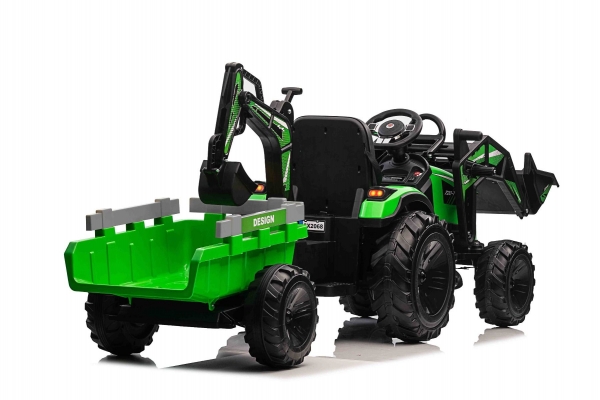 Kinderfahrzeug Traktor Ultimate X2 mit Front/Hecklader und Anhänger 2m länge Elektrotraktor Kinderauto Kindertraktor