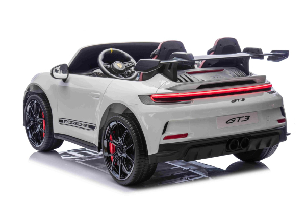 Kinderfahrzeug Kinderauto Porsche 911 GT3 24V 4x4 zwei Sitzer 800W Lithium-Batterie LED ORIGINALE Lizenz weiß