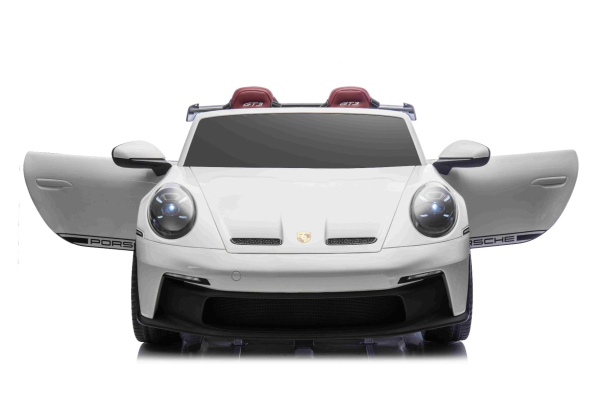 Kinderfahrzeug Kinderauto Porsche 911 GT3 24V 4x4 zwei Sitzer 800W Lithium-Batterie LED ORIGINALE Lizenz weiß
