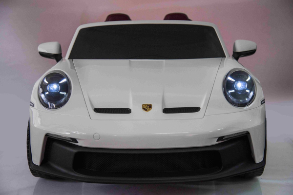 Kinderfahrzeug Kinderauto Porsche 911 GT3 24V 4x4 zwei Sitzer 800W Lithium-Batterie LED ORIGINALE Lizenz weiß
